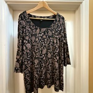 J. Jill Black and Gold Patterned Blouse